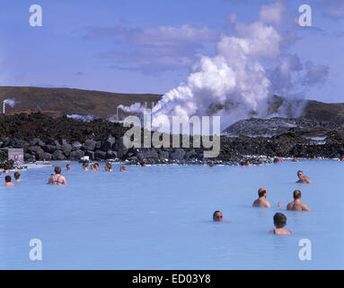 Blaue Lagune natürliche geothermale Spa (Bláa Lónið), Grindavik, Region der südlichen Halbinsel, Republik Island Stockfoto