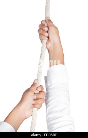 1 Business Woman spielen Tauziehen Teil des Stockfoto