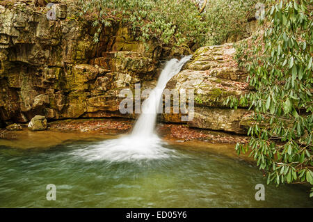 Blue Hole Falls Wasserfall entlang Stoney Creek in Tennessee Stockfoto