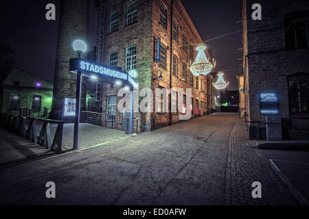 Weihnachtliche Atmosphäre in die alte Industrielandschaft von Norrköping, Schweden Stockfoto