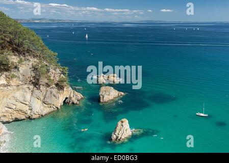 Frankreich, Finistere, Crozon, Kajak auf der Halbinsel Crozon Stockfoto