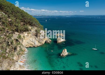 Frankreich, Finistere, Crozon, Kajak auf der Halbinsel Crozon Stockfoto