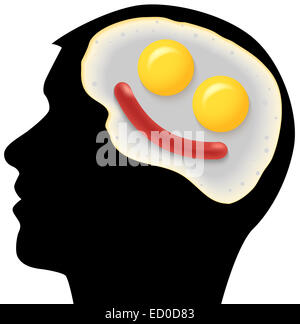 Raster-Neurogastronomy-Konzept auf weißem Hintergrund Stockfoto