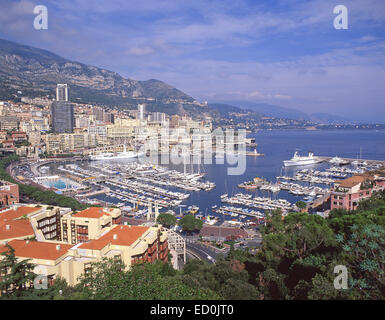 Blick auf Hafen und Monte Carlo von La Colle Lookout, Fürstentum Monaco Stockfoto