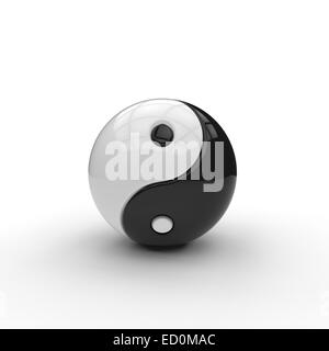 schwarz / weiß 3d Yin-Yang-Symbol auf weißem Hintergrund Stockfoto