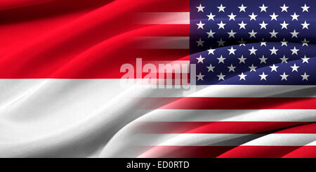 USA und Monaco. Beziehungen zwischen beiden Ländern. Konzeptbild. Stockfoto