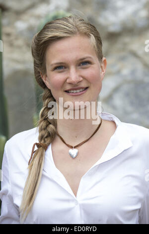 Preview des neuen Stücks Unter Geiern – Der Geist des Llano Estacado"im Freilichttheater am Kalkberg Amphitheater als Teil der 63. jährlichen Karl-May-Festspiele mit: Heidrun Fiedler wo: Hamburg, Deutschland: 20. Juni 2014 Stockfoto