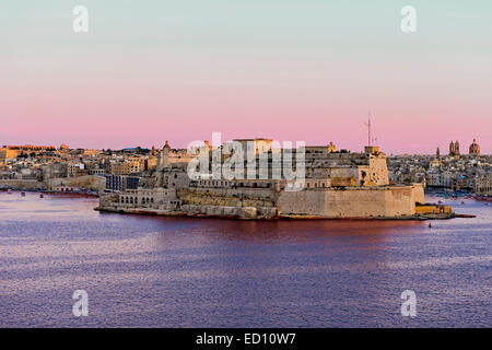 Fort St. Angelo in der Mitte des Grand Harbour, Vittoriosa, Malta Stockfoto