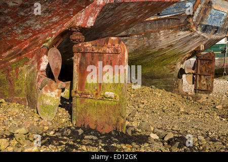 Wrack von einem alten Fischerboot Schiffsfriedhof, Camaret-Sur-Mer, Département Finistère, Bretagne, Frankreich, Europa Stockfoto