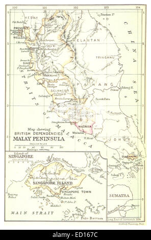 Stadtplan verkündete der britische Abhängigkeiten Malaysia Halbinsel und Singapur (1888) Stockfoto