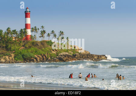 Kerala, Indien - Kovalam. Lighthouse Beach. Stockfoto