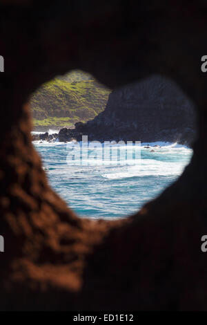 Herzförmige Felsen, Nakalele Punkt, Maui, Hawaii. Stockfoto