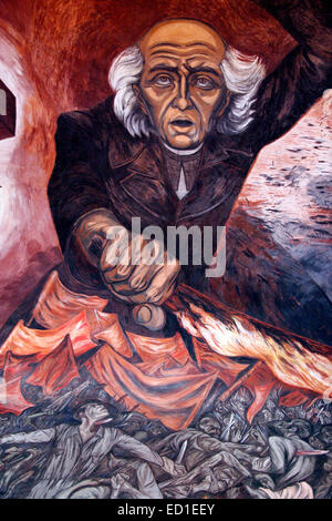 Wandbild von Jalisco Künstler José Clemente Orozco im Palacio de Gobierno, Guadalajara, Mexiko Stockfoto