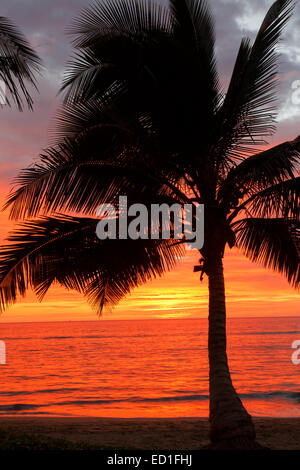 Sonnenuntergang am Mai Poina ' Oe La'u Beach Park, Maui, Hawaii. Stockfoto