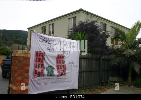 Protest Zeichen gegen Hochhaus Entwicklung, Boronia Australien Stockfoto