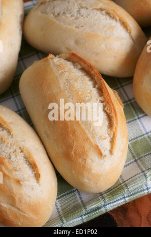 Kleine frisch gebackenes Baguette Petit Baguette Brötchen Stockfoto