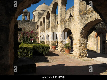 Die Klöster und unvollendete Residenzen an Mission San Jose, San Antonio, Texas Stockfoto