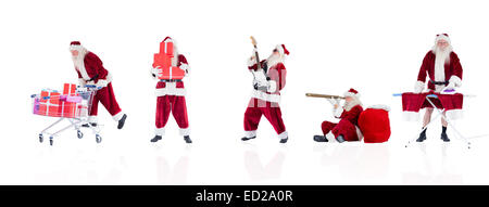 Zusammengesetztes Bild der verschiedenen Weihnachtsmänner Stockfoto