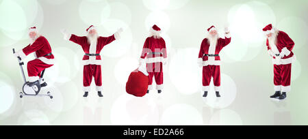 Zusammengesetztes Bild der verschiedenen Weihnachtsmänner Stockfoto