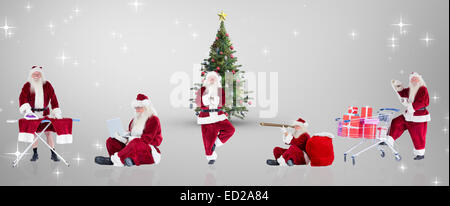Zusammengesetztes Bild der verschiedenen Weihnachtsmänner Stockfoto