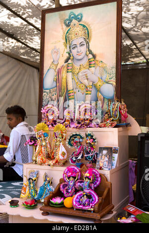 Mauritius, Albion, Ganga Snan (Asnan) Hindu, Festival, Hare-Krishna-Zelt, Bild der Gottheit Stockfoto