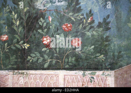 Italien. Rom. Villa Livia. Gemalte Garten, aus dem Triclinium (Esszimmer) entfernt. 20-30 V. CHR.. Stockfoto