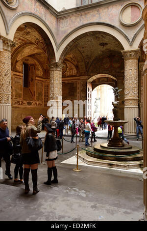 Florenz. Italien. Ersten Hof des Palazzo Vecchio. Stockfoto