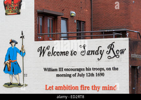 King William Wandbild in Sandy Row, Belfast, Nordirland, Vereinigtes Königreich Stockfoto