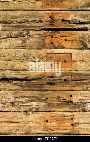 Holz Textur, alten Eichen Schwellen Stockfoto