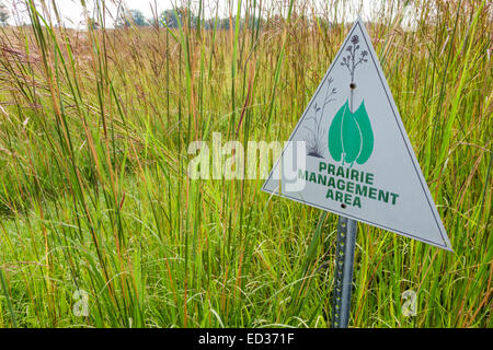 Illinois Decatur, Homestead-Farm, Rock Springs Conservation Area, Schild, Management Area, IL140904021 Stockfoto