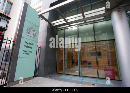 Allgemeine Ansicht GV The Rolls Building, Chancery Division, Admiralität und Handelsgericht und Technik und Bau-Hof. Stockfoto