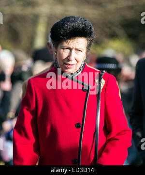 Sandringham, UK. 25. Dezember 2014.  Die königliche Familie besuchen den traditionellen kirchlichen Tag Dienst in Sandringham. Bildnachweis: Ian Ward/Alamy Live-Nachrichten Stockfoto