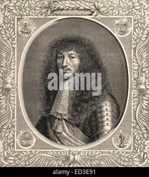 Porträt von Louis XIV, Louis le Grand, 1638-1715, König von Frankreich und Navarra, genannt der Sonnenkönig oder le Roi-Soleil, Portrait v Stockfoto