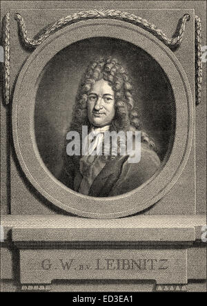 Gottfried Wilhelm Leibniz 1646-1716, deutscher Philosoph, Wissenschaftler, Mathematiker, Diplomat, Physiker, Historiker und polit Stockfoto