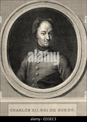 Porträt von Charles XII oder Carl von Schweden, Carolus Rex, 1682-1718 König von Schweden, Porträt von Karl XII., Carolus Rex, 1682 Stockfoto