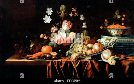 Jan Pauwel elder Gillemans, Stillleben mit Früchten, Blumen und Krebse. Ca. 1686. Öl auf Leinwand. Dulwich Picture Gallery Stockfoto