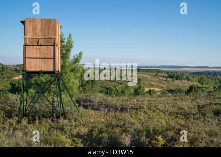 Nahaufnahme von versteckten Hütte für die Großwildjagd, aus Holz gefertigt Stockfoto
