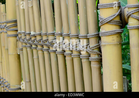 schöne Thai Gerstenkorn Bambuszaun durch Seil verbinden Stockfoto