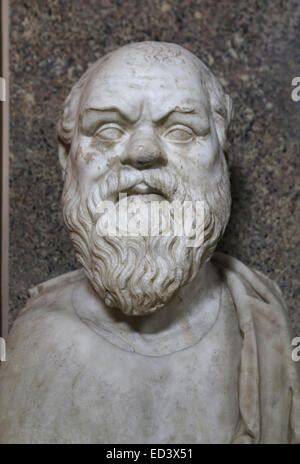 Sokrates (470/469-399 v. Chr.). Athener Philosoph. Porträt. Römische Kopie 2. Jahrhundert n. Chr. nach einem griechischen Original aus dem 4. Jahrhundert Stockfoto