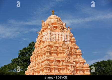 Sri Sakthi Vinyagar Hindu Tempel. Penang, Malaysia. Gutes Beispiel für eine detaillierte Gopuram oder Turm auf einem traditionellen hinduistischen Tempel Stockfoto