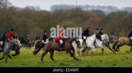 Rivington, Horwich in der Nähe von Bolton, Lancashire.  26. Dezember 2014: Rivington, wo Pferde und Reiter für die jährliche Boxing Day Jagd sammeln. Bildnachweis: Cernan Elias / Alamy Live News Stockfoto