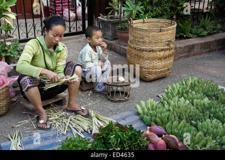 Open-Air-Markt in Luang Prabang, Laos Stockfoto