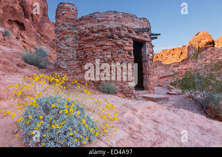 Die Kabinen im Valley of Fire State Park, in der Nähe von Las Vegas, Nevada. Stockfoto