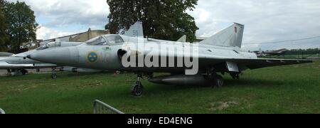 Schwedische Saab J 35J Draken Kämpfer Stockfoto