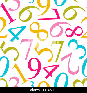 Zahlen-Seamless Pattern-Hintergrund-Vektor-Illustration Stockfoto