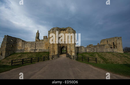 Warkworth Castle in Northumberland Stockfoto