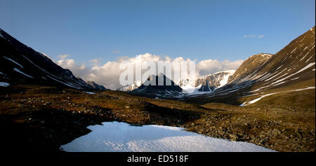 Der nördliche Abschnitt der der Kungsleden Wanderweg in Nordschweden zwischen Abisko und Nikkaluokta / Kebnekaise Stockfoto