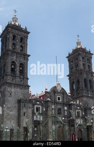 Kathedrale von Puebla, ein 16. Jahrhundert, katholische Kirche, in Puebla, Mexiko Stockfoto