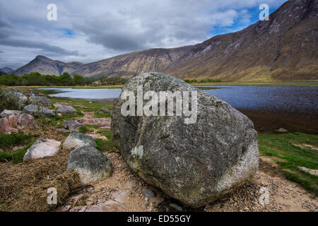 Glen Etive mit Loch Etive in den Highlands von Schottland. Stockfoto