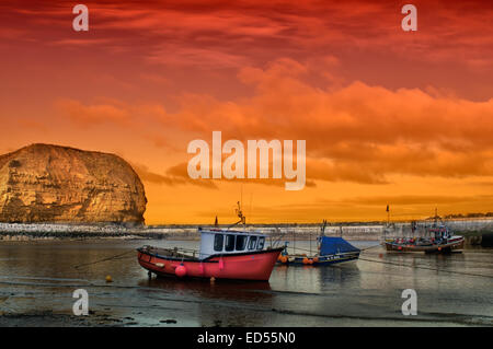 Staithes Fischerdorf an der Küste von North Yorkshire. Stockfoto